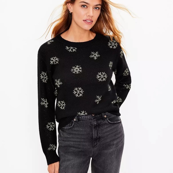 LOFT Sweaters - LOFT Shimmer Snowflake Sweater, XL